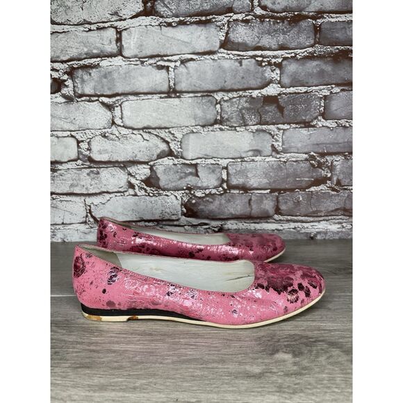Osvaldo Pericoli Pink Leather Spots VTG Designer Ballet Flats Women 7M US/37.5EU - Picture 8 of 16